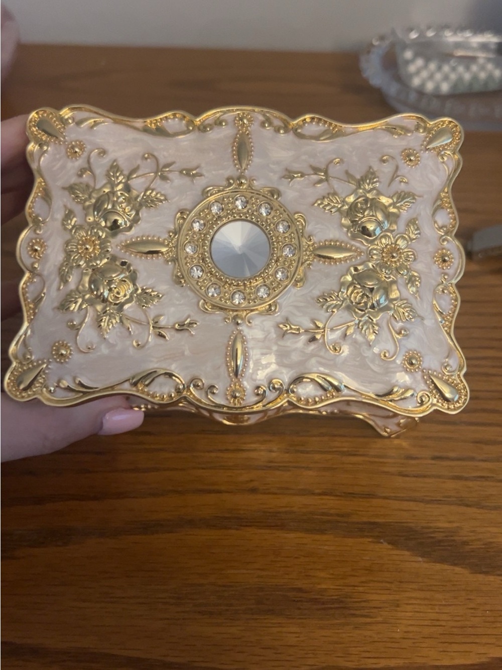 Elegant gold and Ivory Decorative Trinket Box - Home Accents